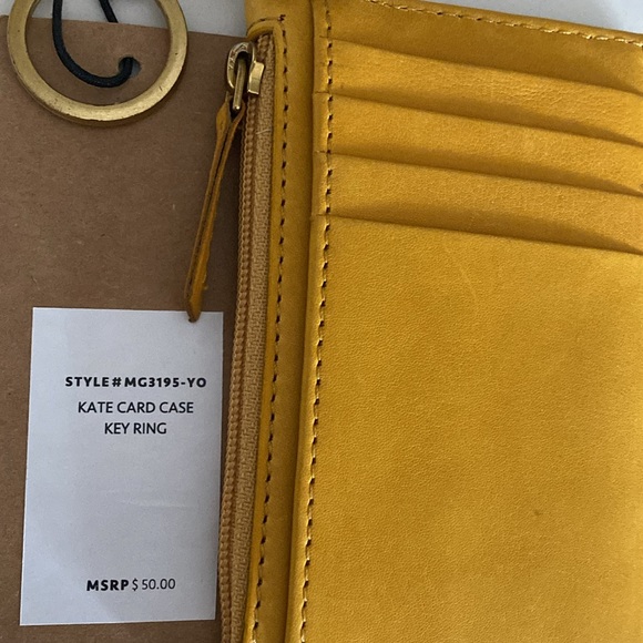NWT Margot Derby Crossbody Bag & Margot Kate Card Case Soft Yellow Leather 2-PC - Picture 8 of 15